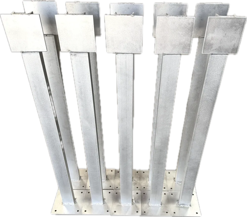 Aluminum post assemblies with welded base plates and cap plates